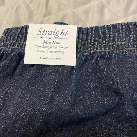 Dark Blue Elastic Waist Pants , Mid Rise, 2x - Picture 3 of 5